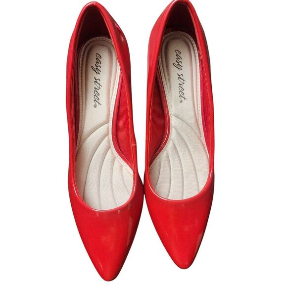 Easy Street Pointe Dress Pumps Slip-On Pumps Mid Heel Red Patent 30-147S Size 8M - Picture 2 of 8